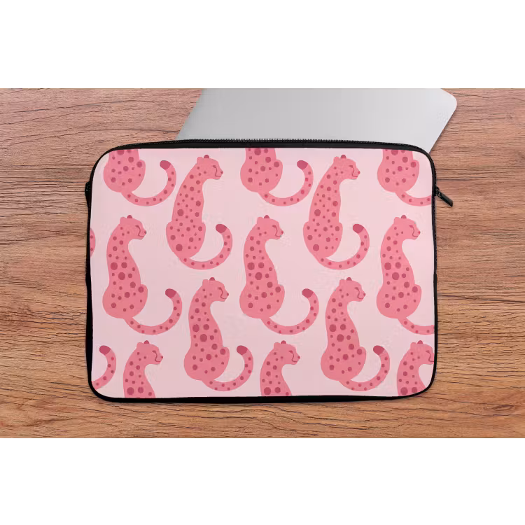 Kat - Gevlekt - Dieren - Patroon - Roze laptophoes neopreen klein -tafel