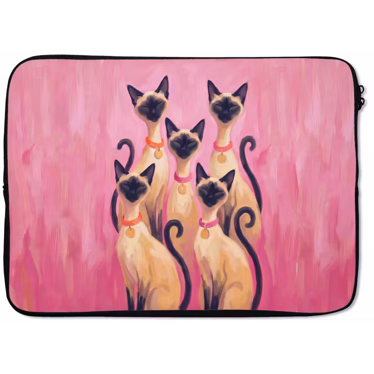 Kat - Groep - Dieren - Modern - Roze laptophoes neopreen klein -zkaufland3dotto