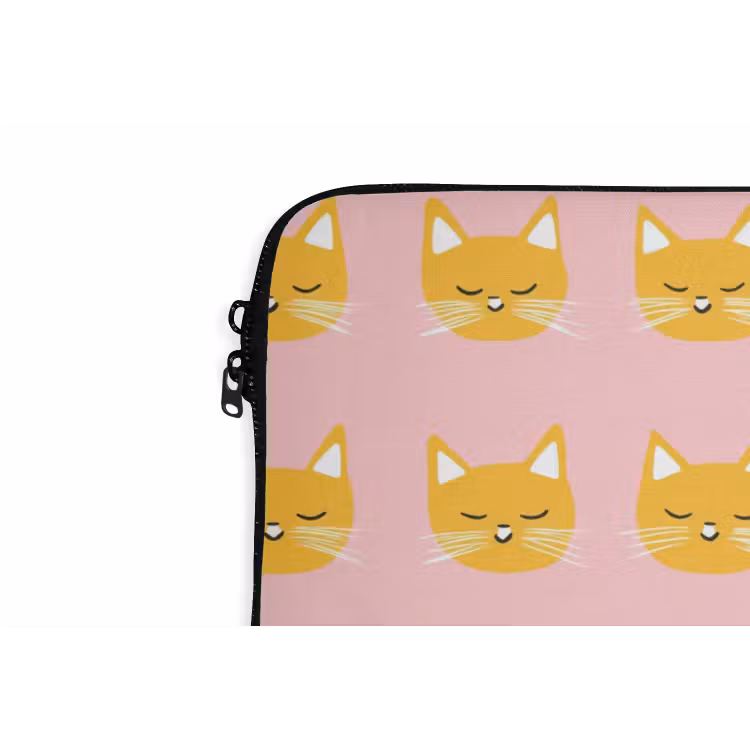 Katten - Patroon - Roze laptophoes neopreen klein 279 -detail