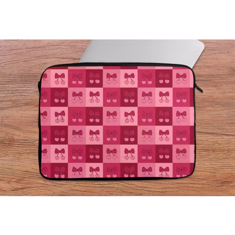 Kersen - Strikjes - Speels - Roze - Bordeaux laptophoes neopreen klein 279 -tafel