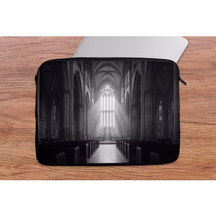 Kerk - Interieur - Lichtstralen - Architectuur - Klassiek laptophoes neopreen klein -tafel