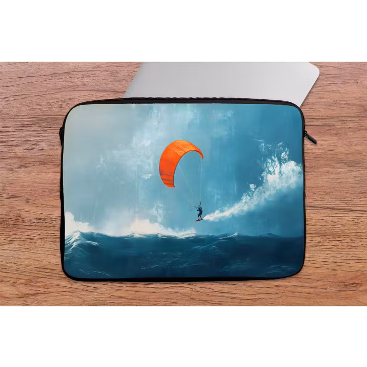 Kitesurfer - Oranje - Zee - Lucht laptophoes neopreen klein -tafel