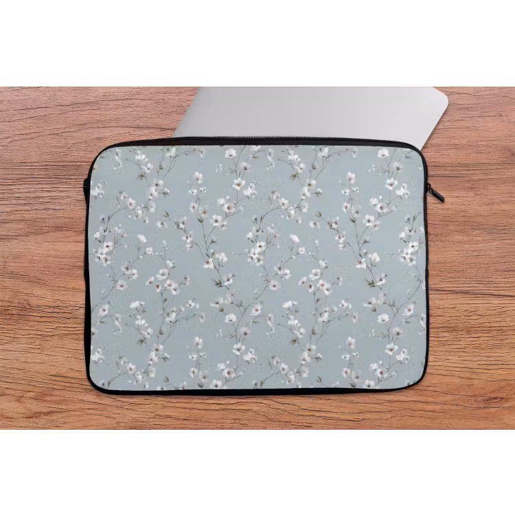 Klassiek - Bloemen - Blauw laptophoes neopreen klein 279 -tafel