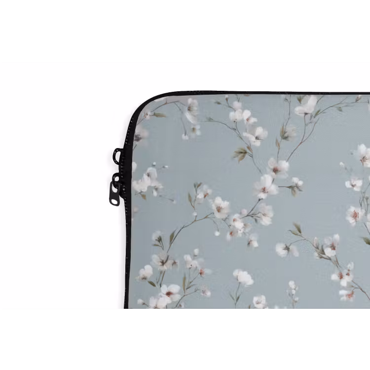 Klassiek - Bloemen - Blauw laptophoes neopreen klein 279 -detail