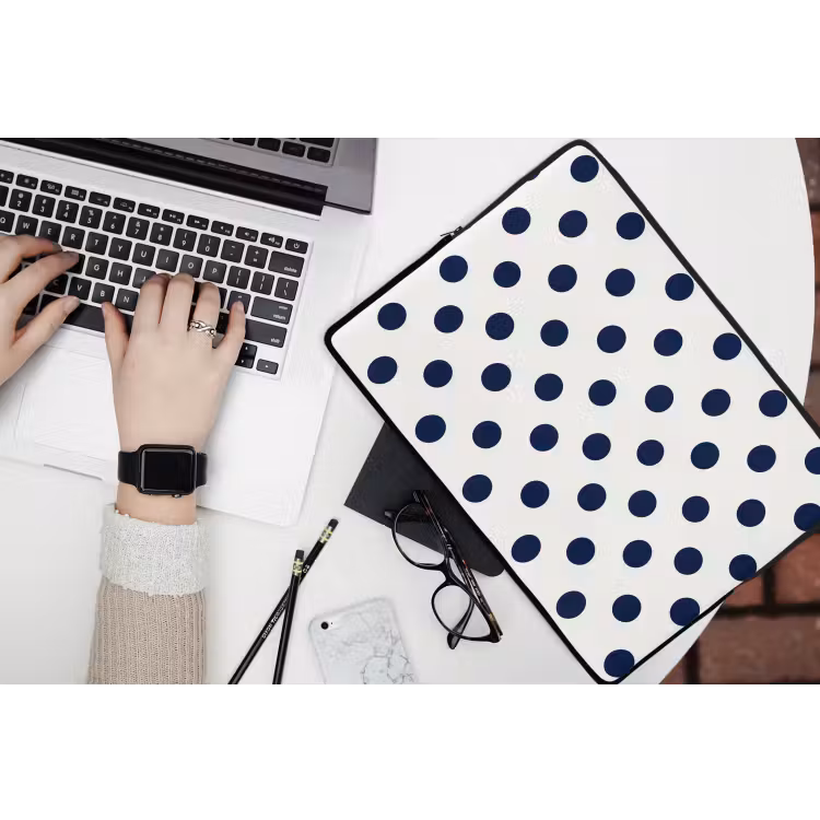 Klassiek - Stippen - Blauw laptophoes neopreen klein 279 -bureau