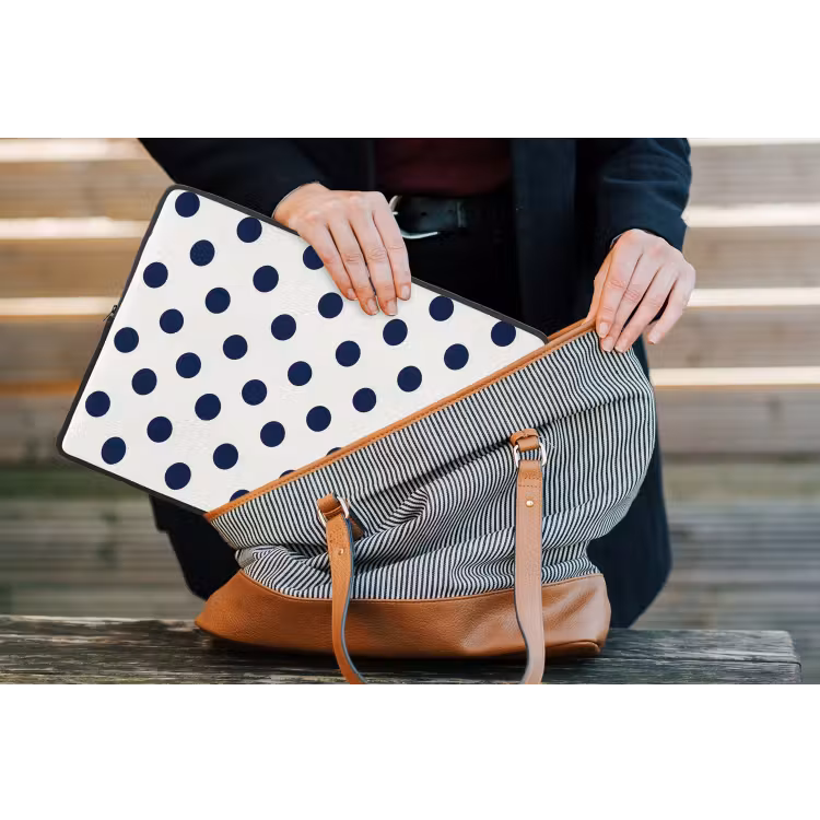 Klassiek - Stippen - Blauw laptophoes neopreen klein 279 -tas
