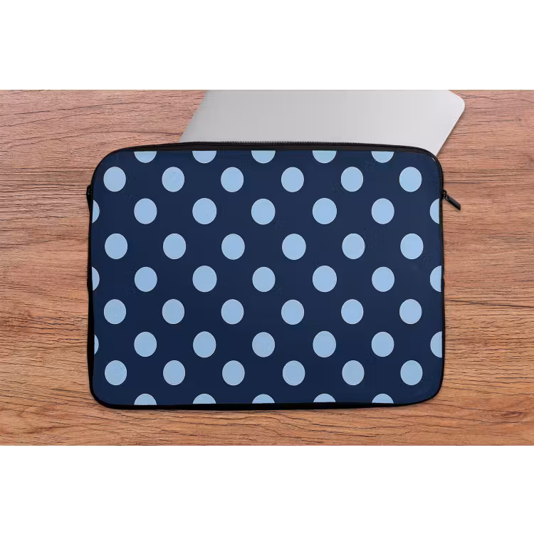 Klassiek - Dots - Blauw laptophoes neopreen klein 279 -tafel