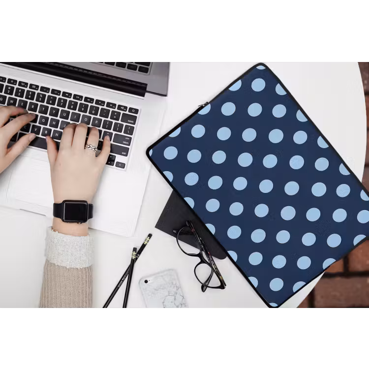 Klassiek - Dots - Blauw laptophoes neopreen klein 279 -bureau