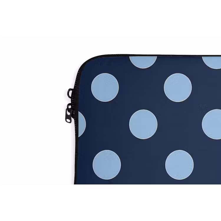 Klassiek - Dots - Blauw laptophoes neopreen klein 279 -detail