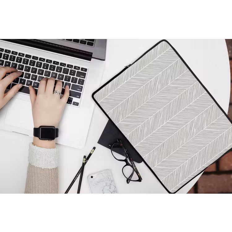 Klassiek - Visgraat - Grijs laptophoes neopreen klein 279 -bureau