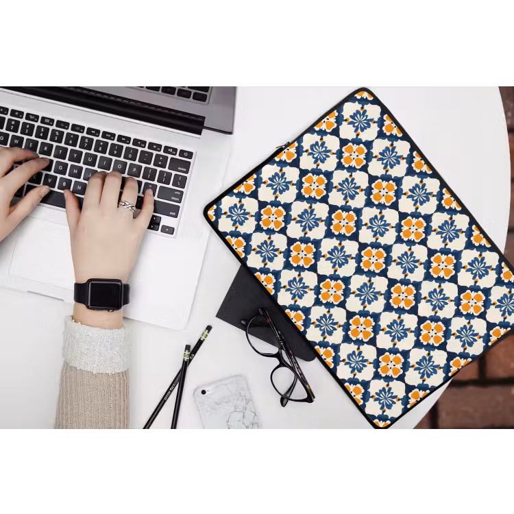 Klassiek - Geometrisch - Blauw laptophoes neopreen klein 279 -bureau