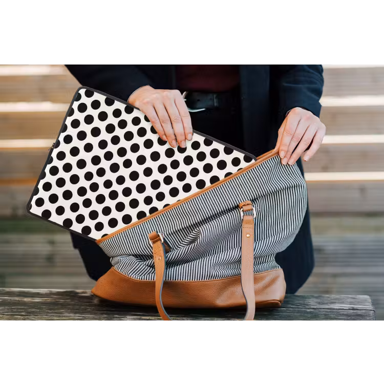 Klassiek - Stippen - Zwart laptophoes neopreen klein 279 -tas