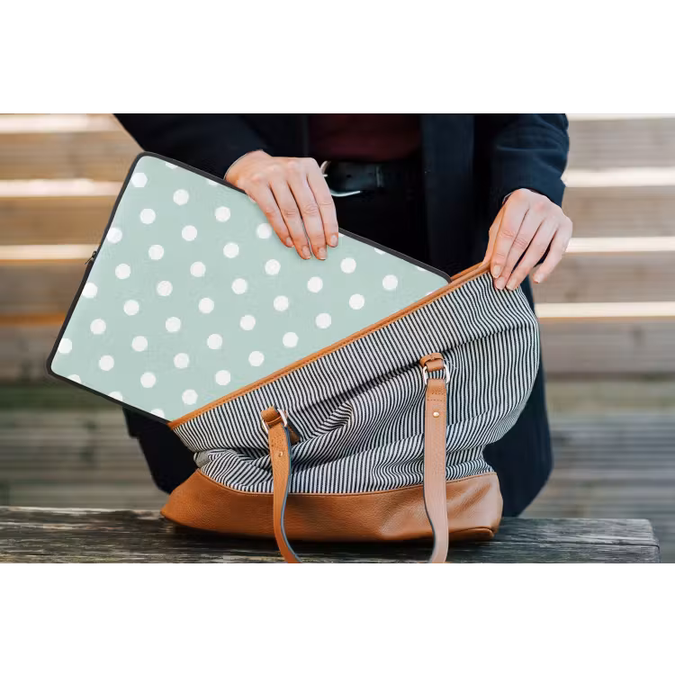 Klassiek - Polka - Groen laptophoes neopreen klein 279 -tas
