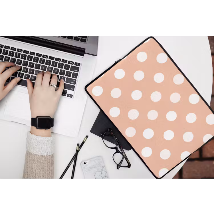 Klassiek - Polka - Perzik laptophoes neopreen klein 279 -bureau