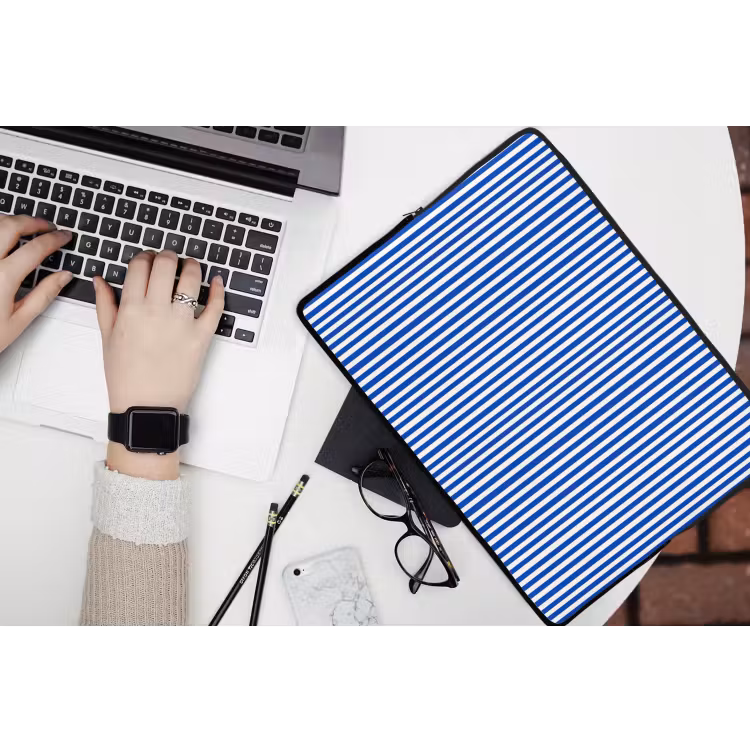 Klassiek - Strepen - Blauw laptophoes neopreen klein 279 -bureau