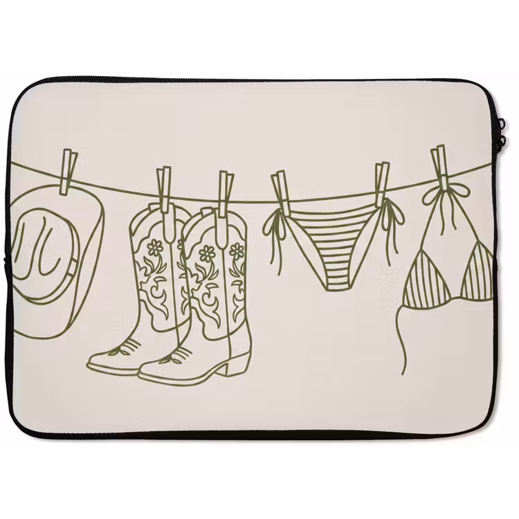 Kleding - Waslijn - Zomer - Lijntekening - Groen laptophoes neopreen klein -zkaufland3dotto