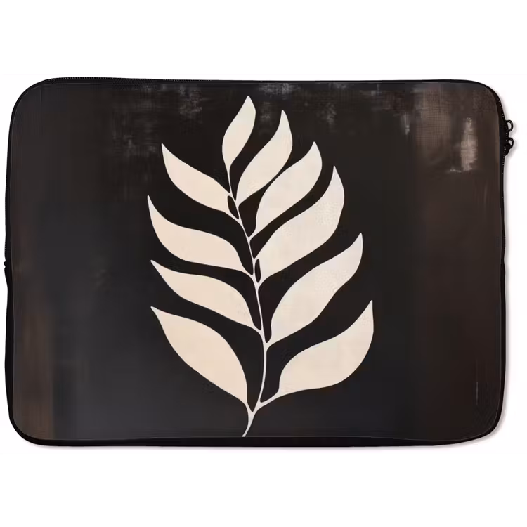 Blad - Wit - Minimalistisch laptophoes neopreen klein -zkaufland3dotto