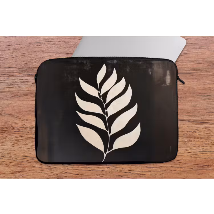 Blad - Wit - Minimalistisch laptophoes neopreen klein -tafel
