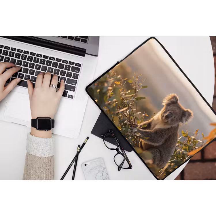 Koala - Bladeren - Ochtendlicht laptophoes neopreen klein -bureau