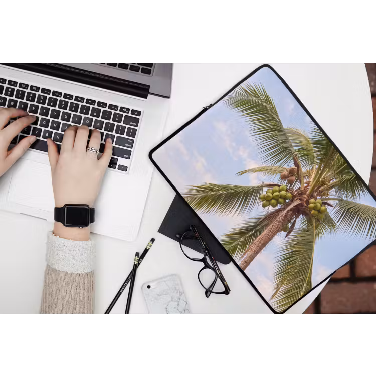Kokosnoot - Boom - Tropisch - Natuur - Groen laptophoes neopreen klein -bureau