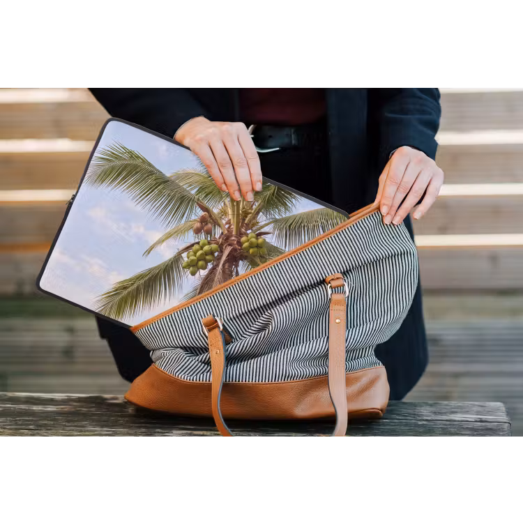 Kokosnoot - Boom - Tropisch - Natuur - Groen laptophoes neopreen klein -tas