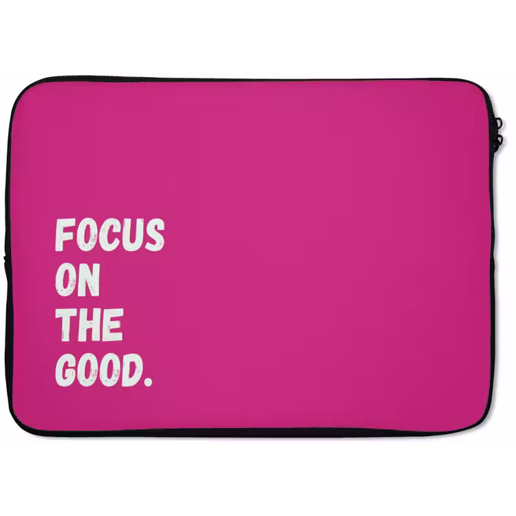 Focus on the good - Roze - Simple laptophoes neopreen klein -zkaufland3dotto