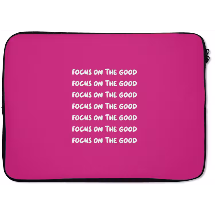 Focus on the good - Roze - wit laptophoes neopreen klein -zkaufland3dotto