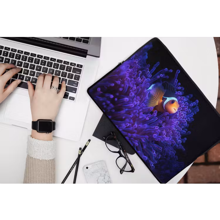 Koraal - Vis - Oranje - Zee laptophoes neopreen klein -bureau