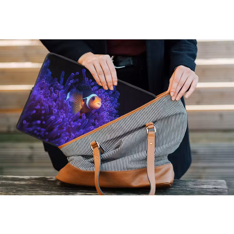 Koraal - Vis - Oranje - Zee laptophoes neopreen klein -tas