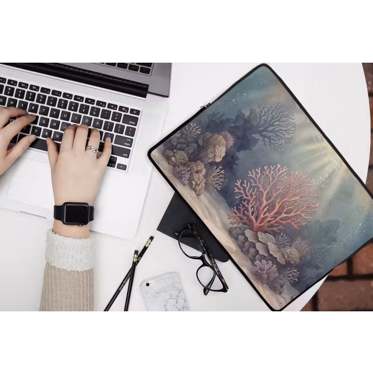 Koraal - Onderwater - Natuur - Roze laptophoes neopreen klein -bureau
