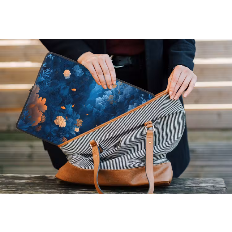Koraalrif - Vissen - Oceaan - Blauw laptophoes neopreen klein -tas