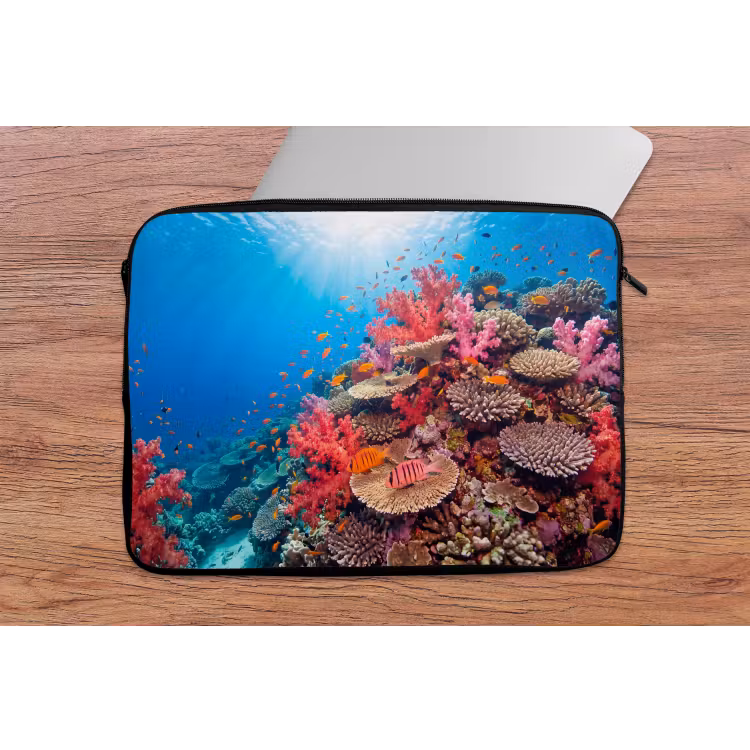 Koraalrif - Vissen - Onderwater - Tropisch - Rood laptophoes neopreen klein -tafel