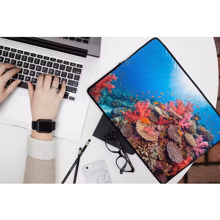 Koraalrif - Vissen - Onderwater - Tropisch - Rood laptophoes neopreen klein -bureau
