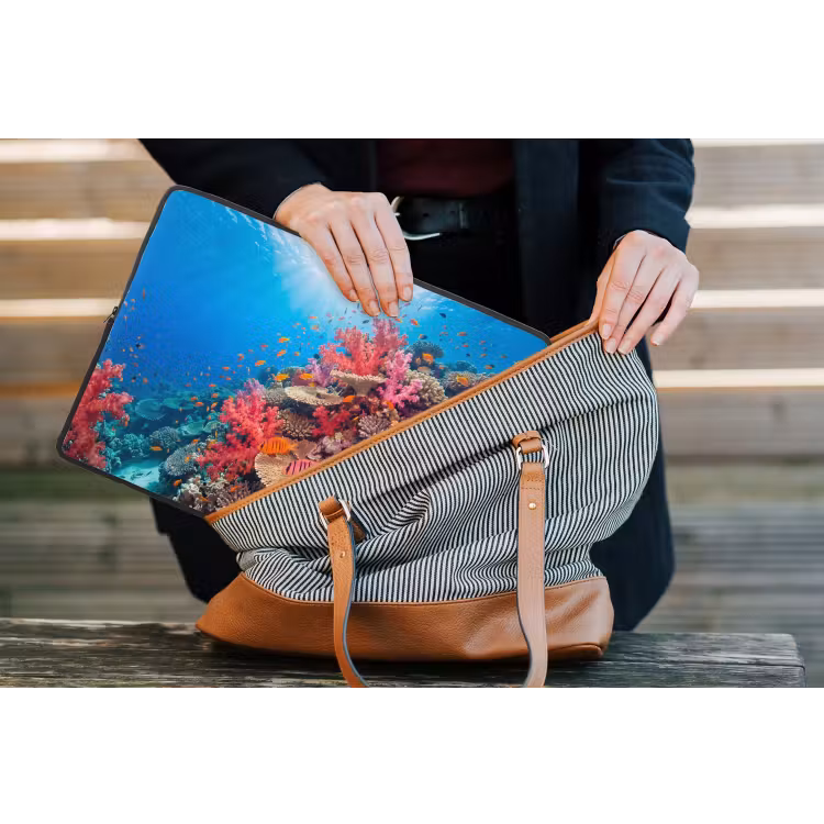Koraalrif - Vissen - Onderwater - Tropisch - Rood laptophoes neopreen klein -tas