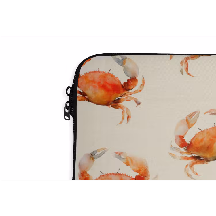 Krabben - Patroon - Oranje laptophoes neopreen klein 279 -detail