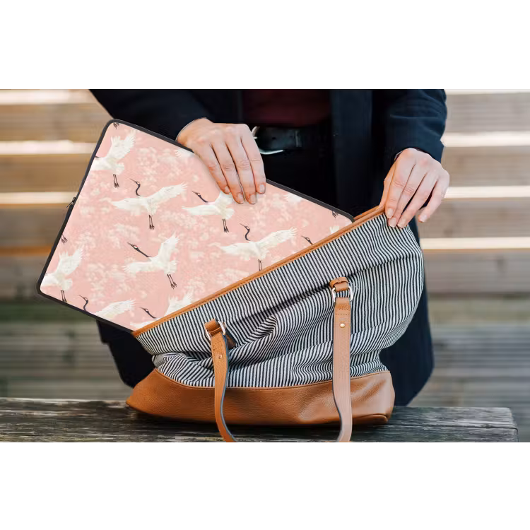 Kraanvogels - Bloesem - Roze laptophoes neopreen klein 279 -tas