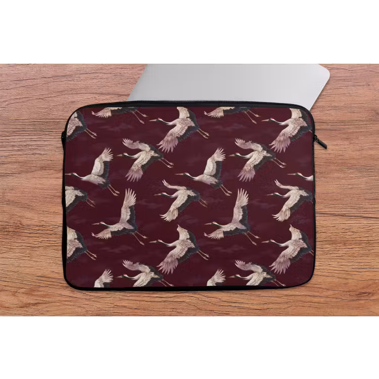 Kraanvogels - Klassiek - Bordeaux laptophoes neopreen klein 279 -tafel