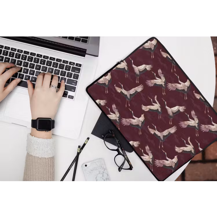 Kraanvogels - Klassiek - Bordeaux laptophoes neopreen klein 279 -bureau