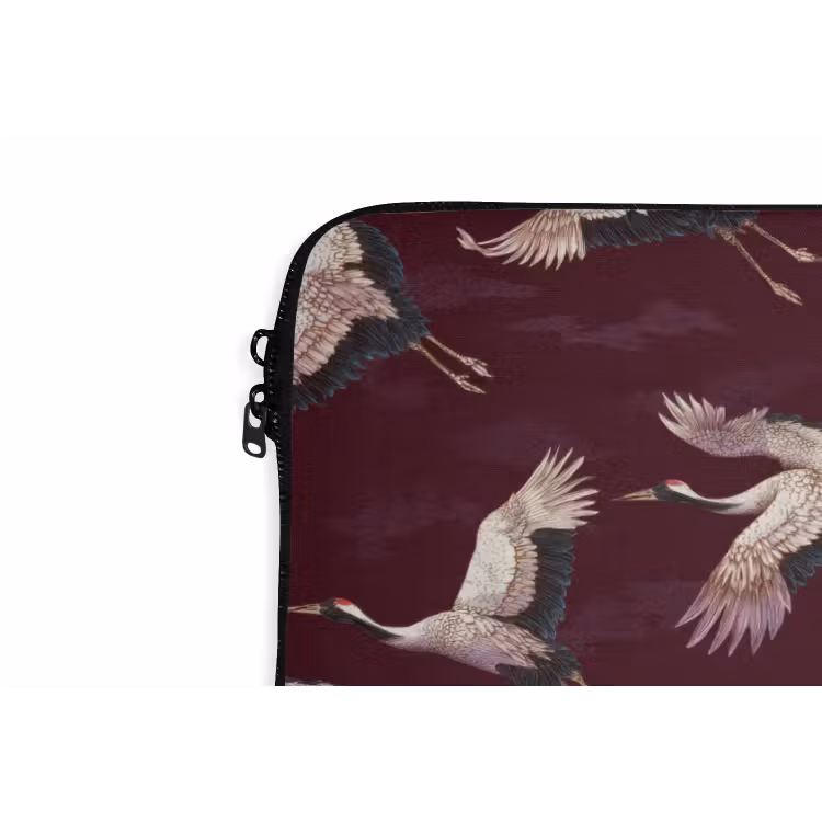Kraanvogels - Klassiek - Bordeaux laptophoes neopreen klein 279 -detail