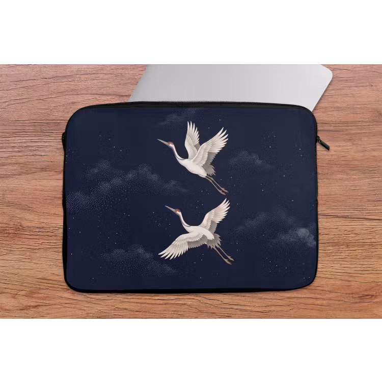 Kraanvogels - Nachthemel - Blauw laptophoes neopreen klein -tafel