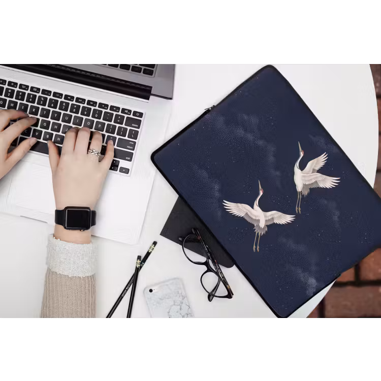 Kraanvogels - Nachthemel - Blauw laptophoes neopreen klein -bureau