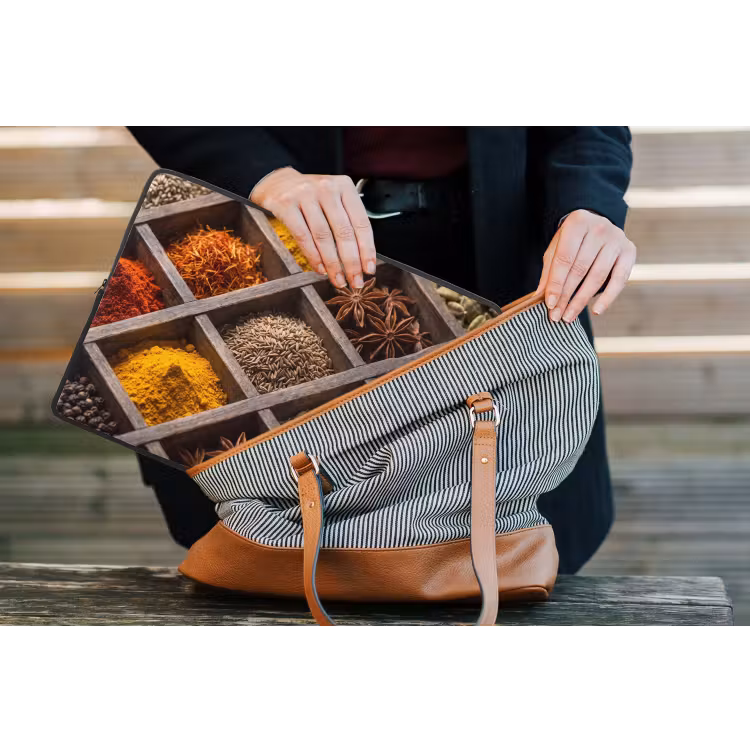 Laptop hülle - Kräuter – Holz – Essen - Kruiden - Houten - Eten laptophoes neopreen klein