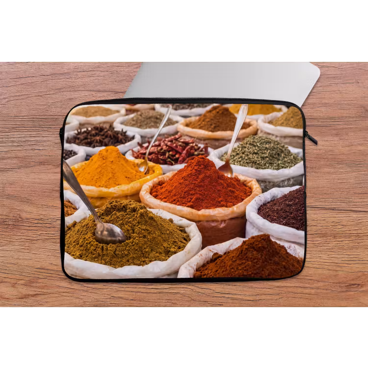Laptop hülle - Kräuter – Markt – Essen - Kruiden - Markt - Eten laptophoes neopreen klein