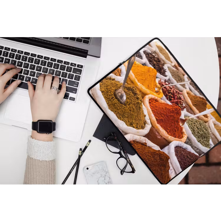 Laptop hülle - Kräuter – Markt – Essen - Kruiden - Markt - Eten laptophoes neopreen klein