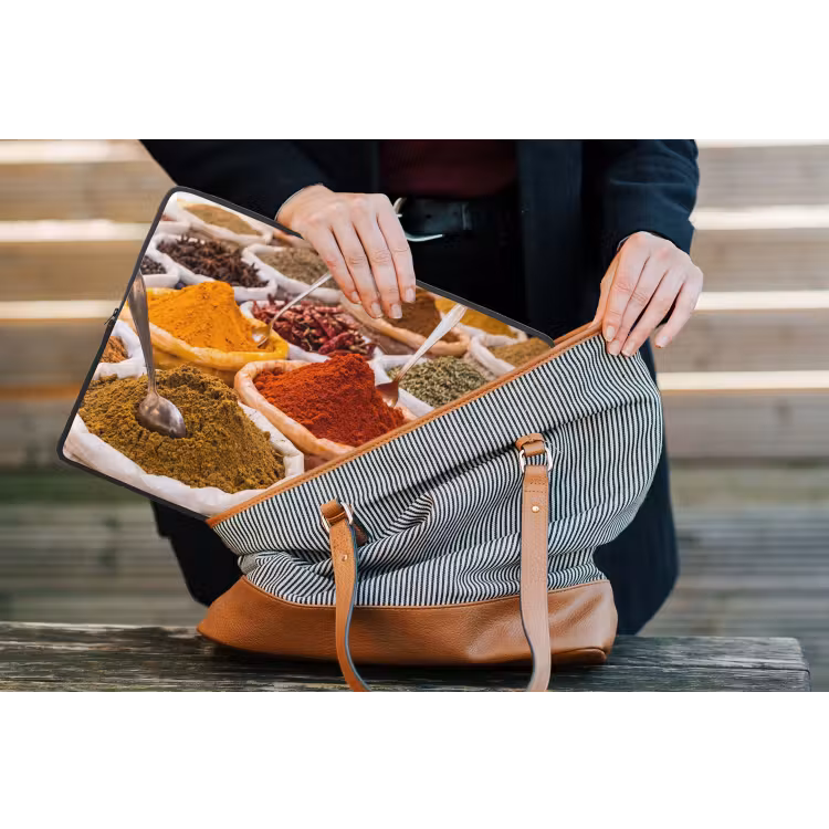 Laptop hülle - Kräuter – Markt – Essen - Kruiden - Markt - Eten laptophoes neopreen klein