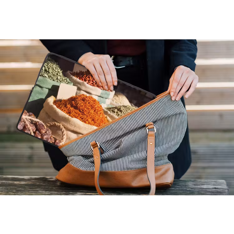 Laptop hülle - Kräuter – Markt – Farbenfroh - Kruiden - Markt - Kleurrijk laptophoes neopreen klein