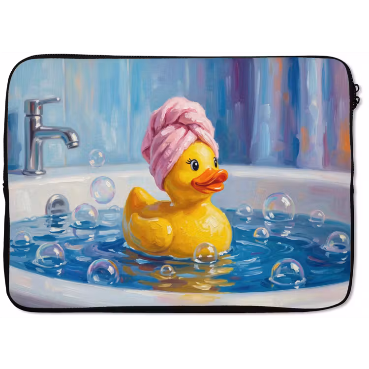 Creatief - Badeend - Kleurrijk laptophoes neopreen klein -zkaufland3dotto