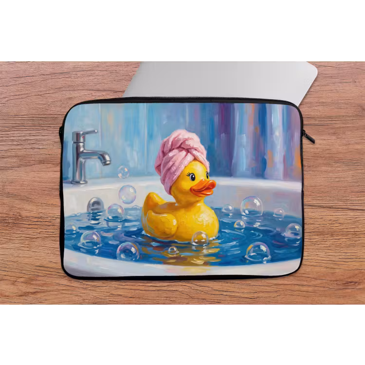 Creatief - Badeend - Kleurrijk laptophoes neopreen klein -tafel