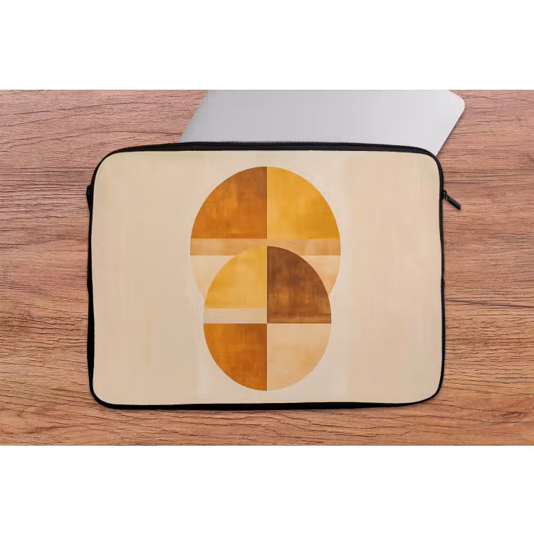 Cirkels - Geel - Minimalistisch laptophoes neopreen klein -tafel