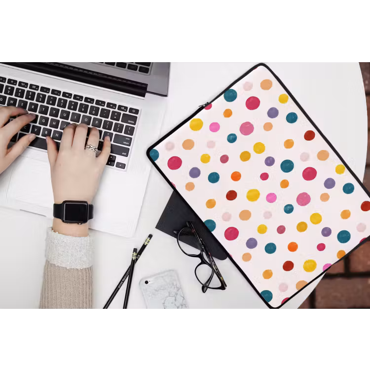 Cirkels - Speels - Kleurrijk laptophoes neopreen klein 279 -bureau